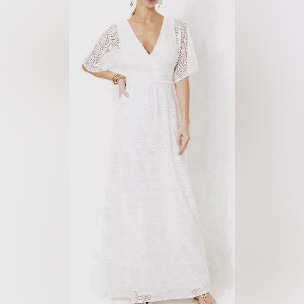 Lilly Pulitzer Parigi Maxi White Lace Dress Sz Small